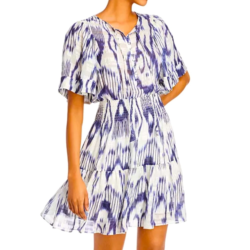 Rebecca Taylor Printed Smocked-Waist Dress NWT
